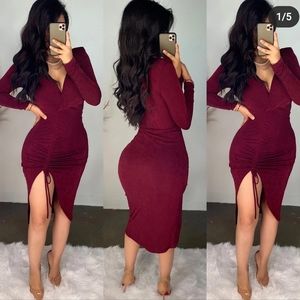 Midi burgundy dress